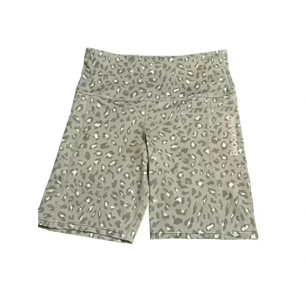BlackMilk Women's GreenLeopard Print High-Waisted Biker Shorts M